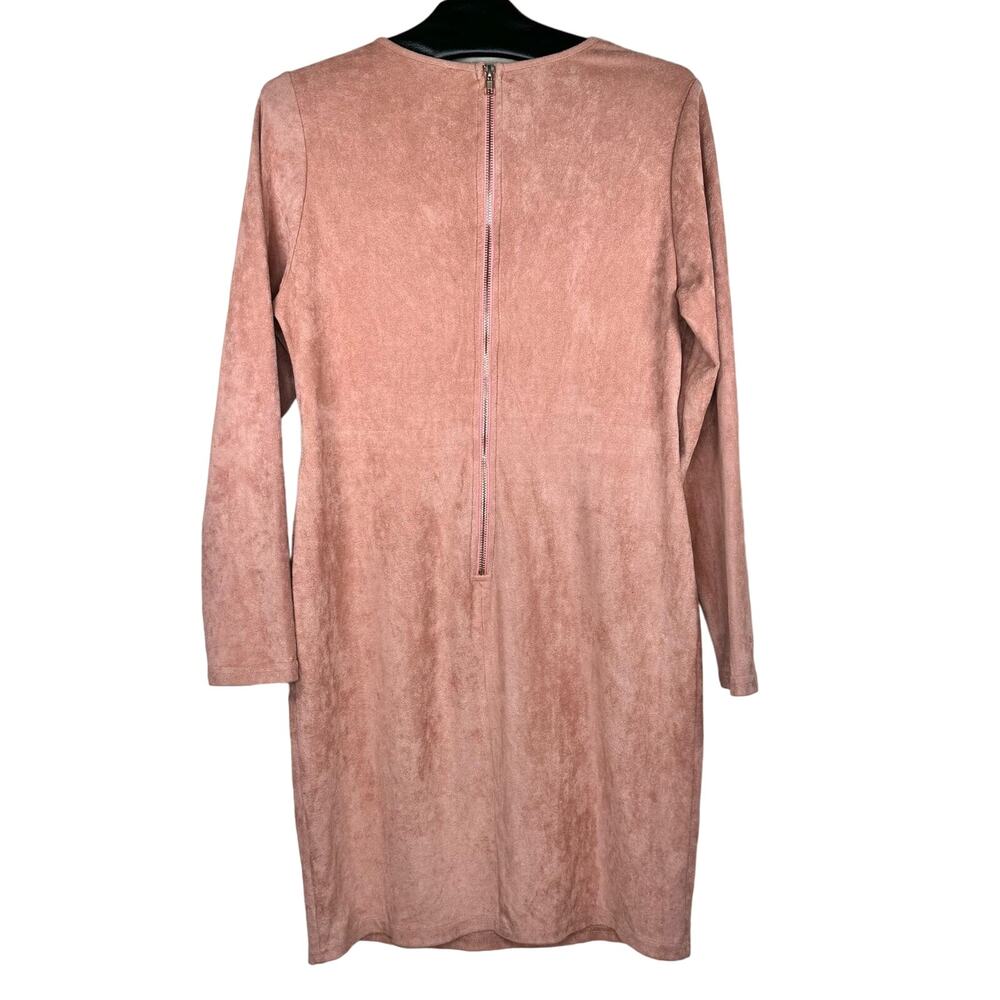 Lilian Pink Suede Deep V-Neck Dress 1X - Picture 3 of 13